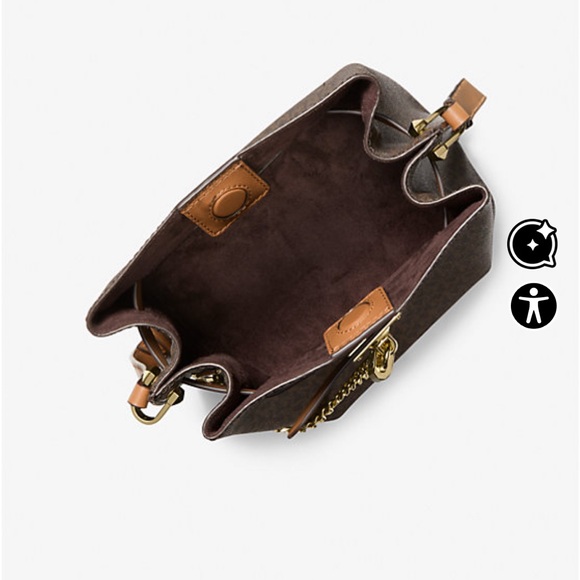 Michael Kors Dark Brown Shoulder Bag with Gold Accents - Picture 4 of 9